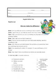 English Worksheet: Adjectives, can-cant, public buildings and shops