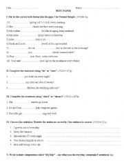 English Worksheet: Past simple - test paper