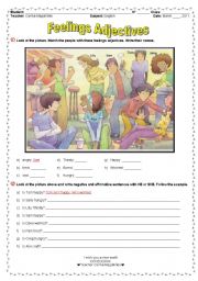 English Worksheet: FEELING ADJECTIVES + VERB BE