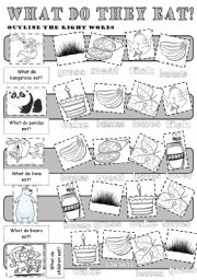 English Worksheet: What do they eat?