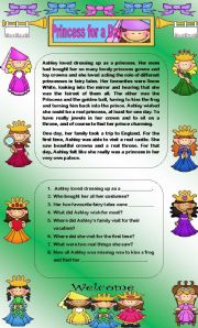 English Worksheet: Comprehension - Princess for a Day