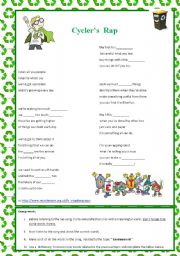 English worksheet: Cyclers rap - Environment