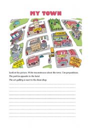 English Worksheet: My town