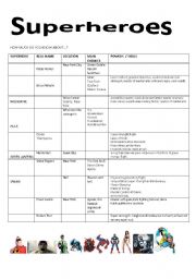 English worksheet: Superheroes