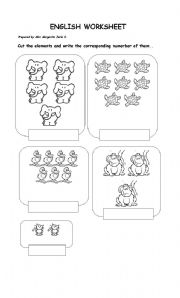 English worksheet: Animals and numbers