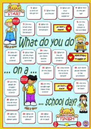 English Worksheet: What do you do on a school day?