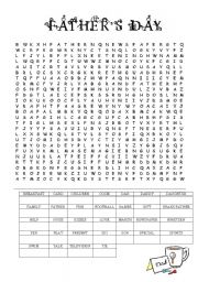 English Worksheet: Father´s day wordsearch