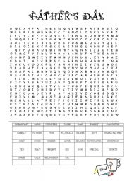 English Worksheet: Fathers day wordsearch