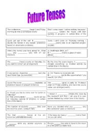 English Worksheet: Future Tenses