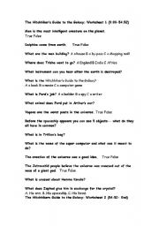 English Worksheet: Hitchhikers guide
