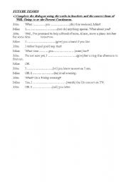 English Worksheet: Future Tenses