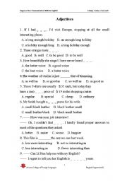 English Worksheet: adjectives excersise 