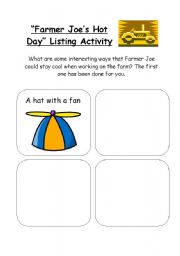 English worksheet: Farmer Joes Hot Day Activity