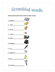 English worksheet: Scrambled words