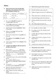 English Worksheet: Vocabulary worksheet about Money