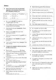 Vocabulary worksheet about Money