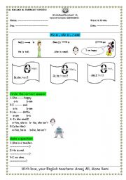 English Worksheet: he is she is