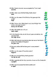 English Worksheet: fairy tale quiz