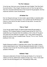 English worksheet: Easy History of Halloween in Five Parts