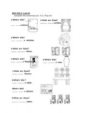 English worksheet: It is /They are