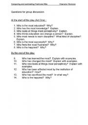 English Worksheet: Educating Rita worksheet. Compare and contrast Frank and Rita