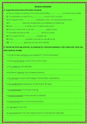 Worksheet about several grammatical topics