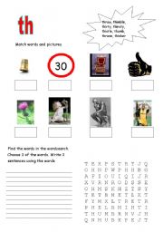 English worksheet: Letter blend TH