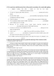 English Worksheet: VOCABULARY EXERCISES