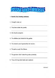 English worksheet: passive voice exercises