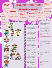 English Worksheet: wh question words