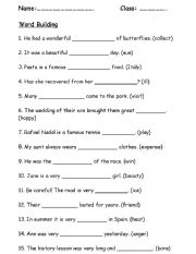 English worksheet: Word Derivatives