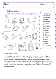 English Worksheet: School objects