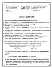 English Worksheet: Time Clauses