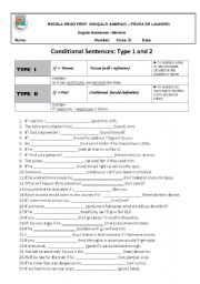 English Worksheet: If Clauses - Type I and II