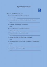 English worksheet: rephrasing