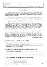 English Worksheet: Taking a year off