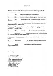 English worksheet: verb tenses