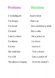 English Worksheet: Problems-decisions