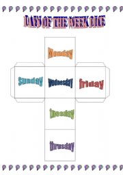 English Worksheet: Days of the week dice