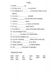 English worksheet: verbs 