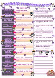 English Worksheet: Idiomatic Expressions of GET #1