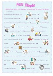 English Worksheet: PAST SIMPLE- vocabulary,affirmative and negative form practice