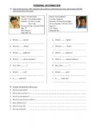 English Worksheet: Personal Information