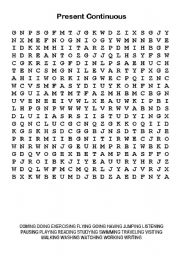 English Worksheet: Wordsearch - verb+ing