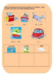 English Worksheet: MEANS OF TRANSPORT (Beginners)