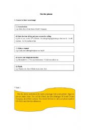 English worksheet: on the phone