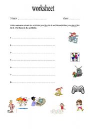 English Worksheet: like & dont like