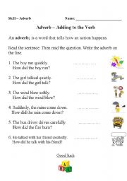 English worksheet: a dverb 