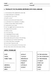 English Worksheet: Present Simple Tense - Affirmative sentences - Vocabulary