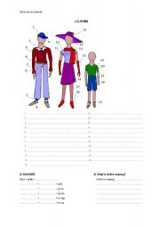 English Worksheet: Clothes and colours